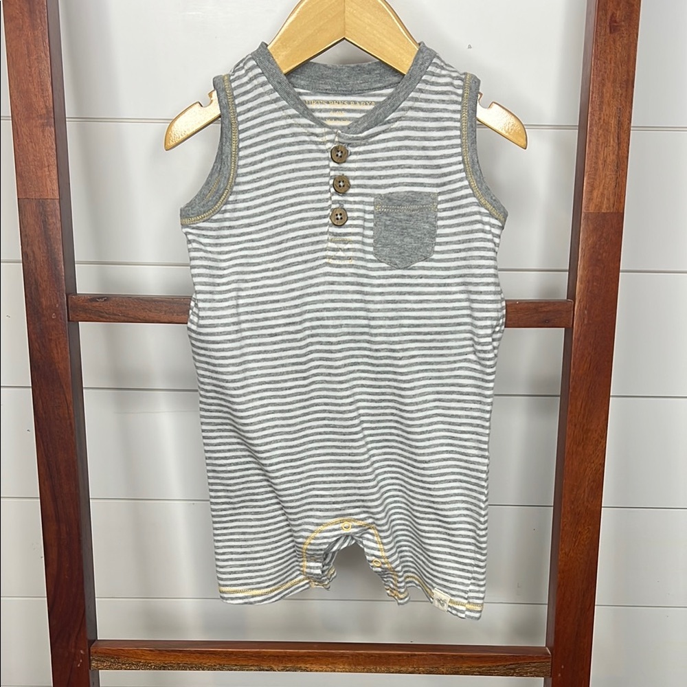 Burt's Bees Baby Gray Striped Tank Top Casual Cotton